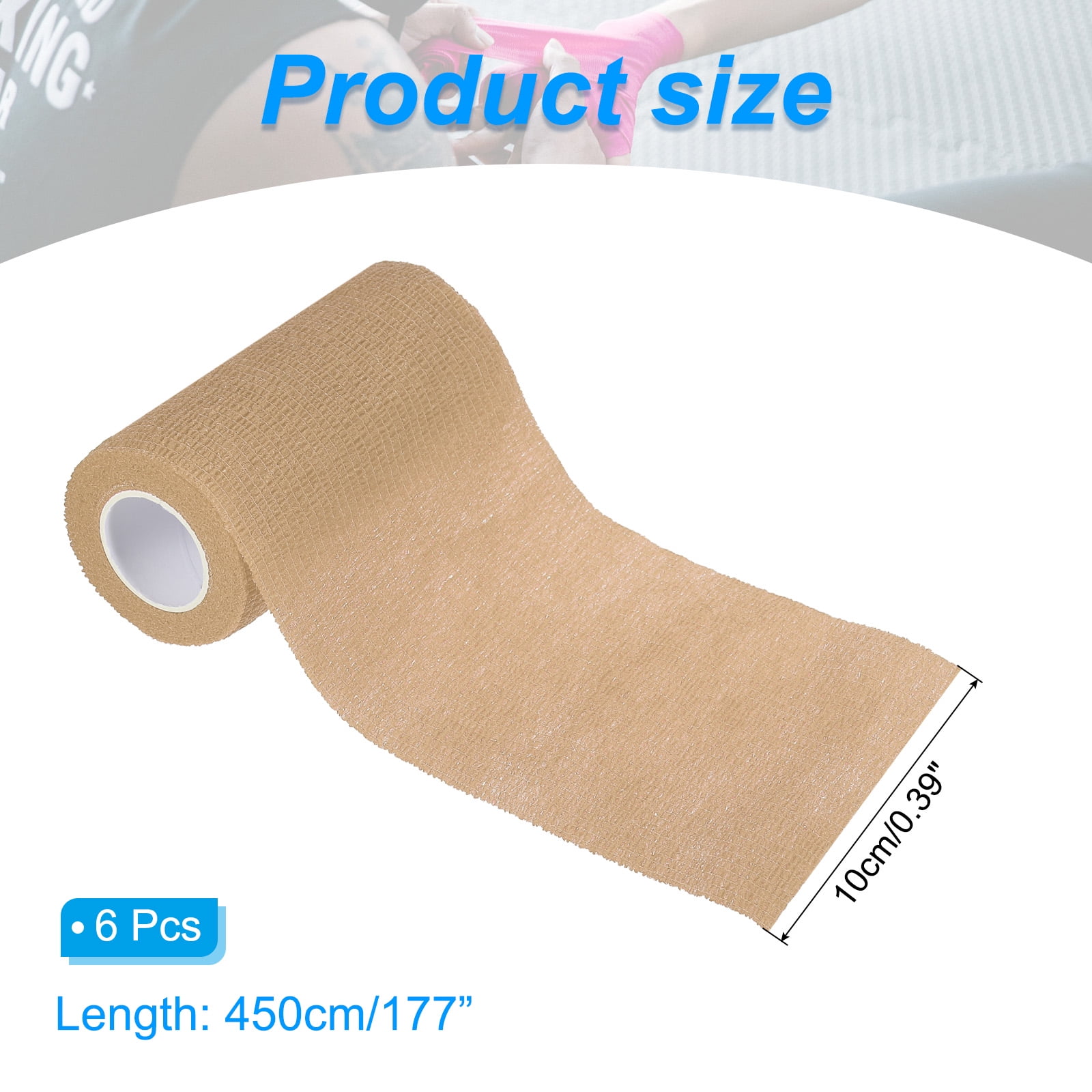 4" x 177" 6 Pcs Self Adhesive Bandage Wrap Elastic Self Tape Sport Light Skin Color