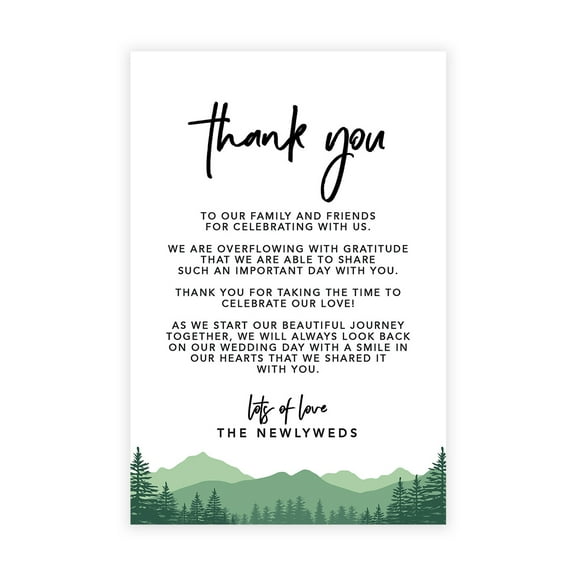 Koyal Wholesale Woodland Forest Theme Wedding Thank You Place Setting Cards for Table Reception, Dinner Plates, 56-Pack