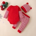 thumbnail image 4 of eczipvz My 1st Christmas Outfits Christmas Baby Boy Outfit Baby Boy Clothes Infant Romper Red Striped Pants Hat 3Pcs Red,12-18M, 4 of 9