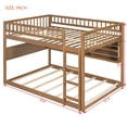 thumbnail image 4 of Full over Full Bunk Bed with LED Lights and Storage Shelves, Convertible 2-in-1 Solid Wood Adult Bunk Bed with Angled Ladder and Full-Length Guardrails, Brown, 4 of 9