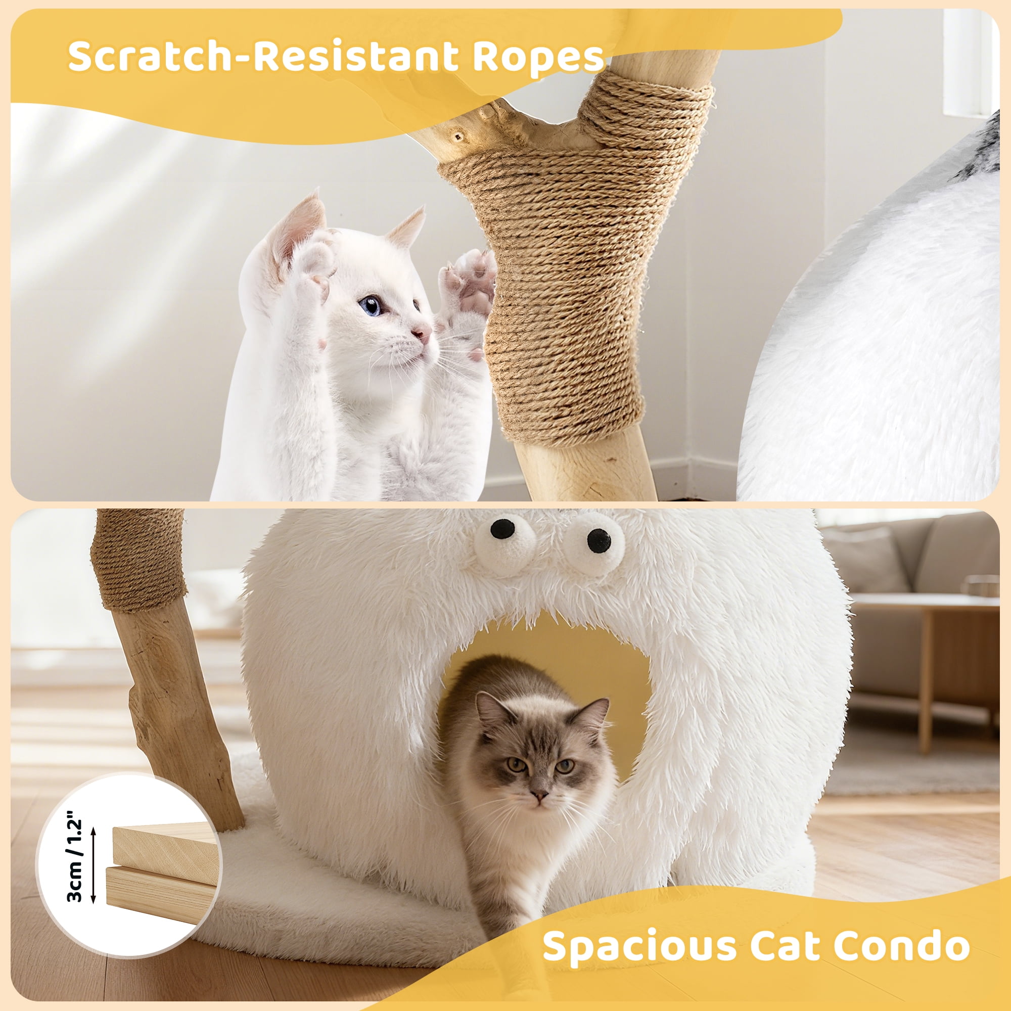 PERIMIDOME 31'' Cat Tree with Condo and Scratching Post Tower, Multilevel Cat Tree Tower for Indoor