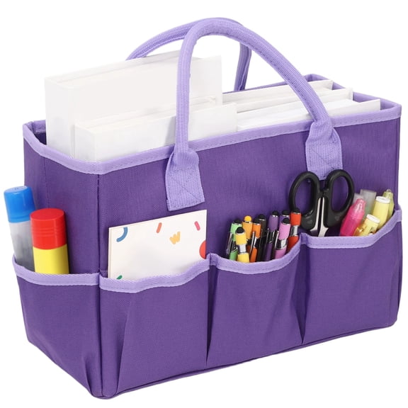 Craft Organizer Tote Bag, Multiple Pockets Large Oxford Cloth Art Storage and Sewing Bag, Foldable Supply Caddy with Removable Inner Board for Scrapbooking Office Travel Organization