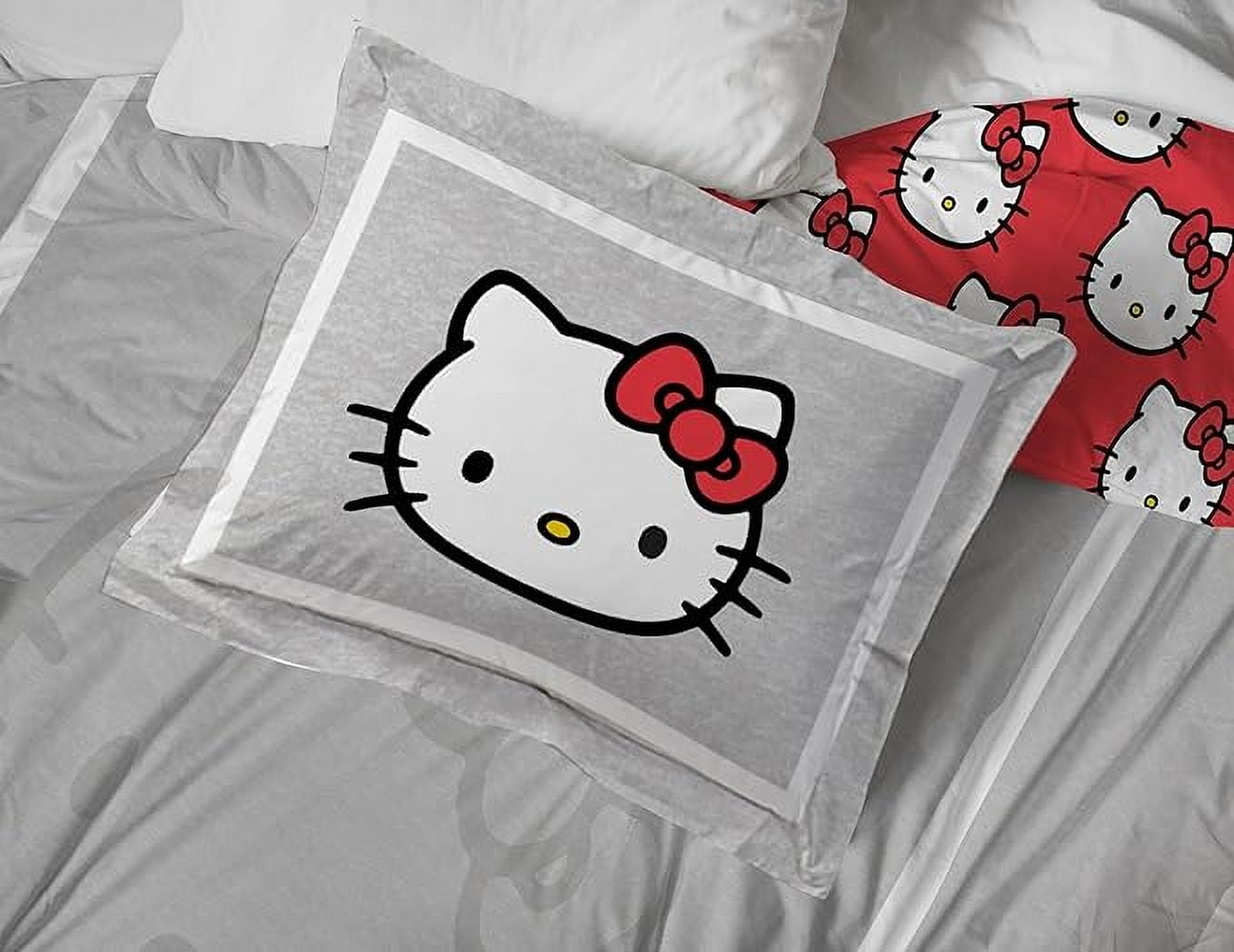 Hello Kitty Heathered Grey 2 Piece Twin Size Duvet Cover & Sham Set