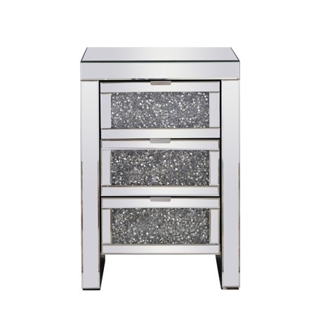 Elegant Lighting Mf92020 Mirrored Modern 18 Wide Mirrored Crystal Three Drawer Nightstand Walmart Com