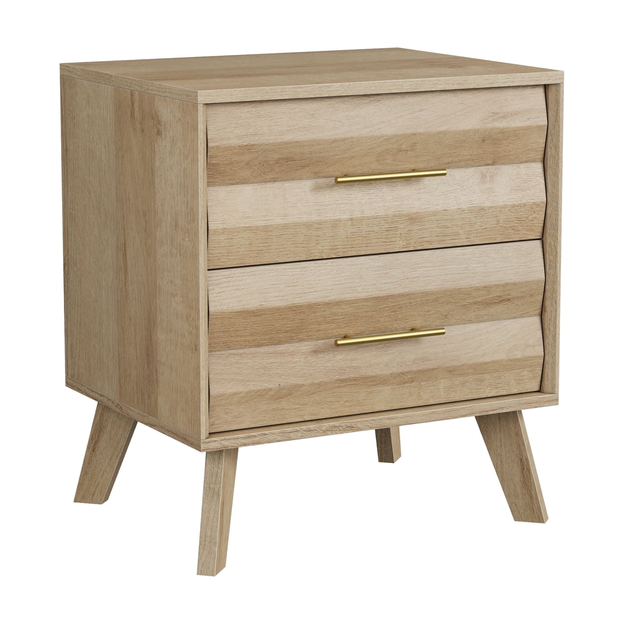 Double Drawer Bedside Table, Medieval-Style Modern Bedroom Bedside Storage Cabinet, Bedside Table With Metal Handles, Single Unit