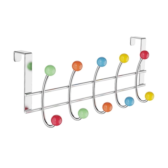 Luzkey Crochet par-Dessus la Porte Crochet de Porte d'Armoire Organisateur de Salle de Bain Portable 5 Crochets Crochet de Rangement pour Vêtements pour Cuisine Salle de Bain Maison Chapeaux Sacs A