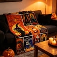 thumbnail image 4 of Halloween Throw Blanket Gifts for Adults Kids, Patchwork Pattern Soft Flannel Blankets for Bed Couch - 50"×60", 4 of 6