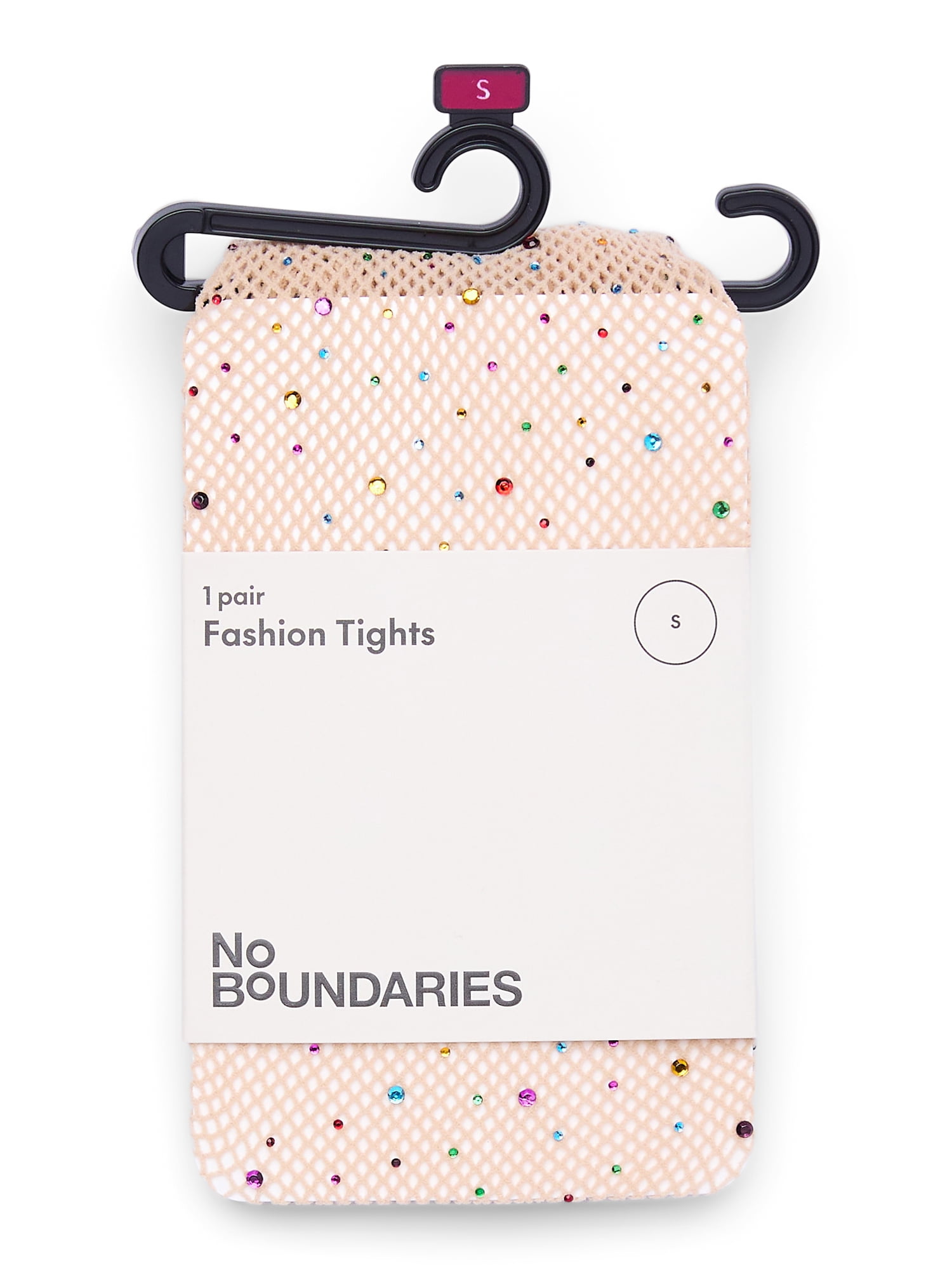 No Boundaries Juniors Rhinestone Fishnet Tights for Women, Sizes S-3XL