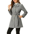 thumbnail image 4 of INSPIRE CHIC Women's Winter Elegant Contrast Color Lapel Collar Long Trench Coat, 4 of 6