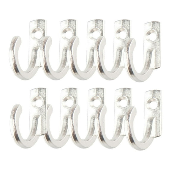 10Pcs Wall Mounted Single Hooks, Small Coat Hooks Hanger Modern Robe Hooks with Screws for Keys, Cups, Hats, Towel (Silver)