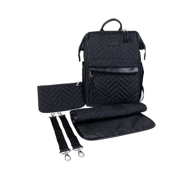 Mochila Pañalera para Bebé Color Negro - Bolsa de Almacenaje 100% Algodón para artículos de bebés: pañales, ropa y biberones