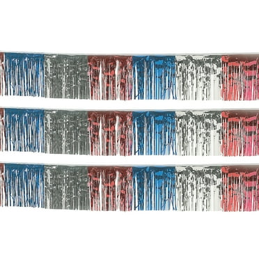 Patriotic Foil Fringe Banner (100Ft) - Party Decor - 1 Piece