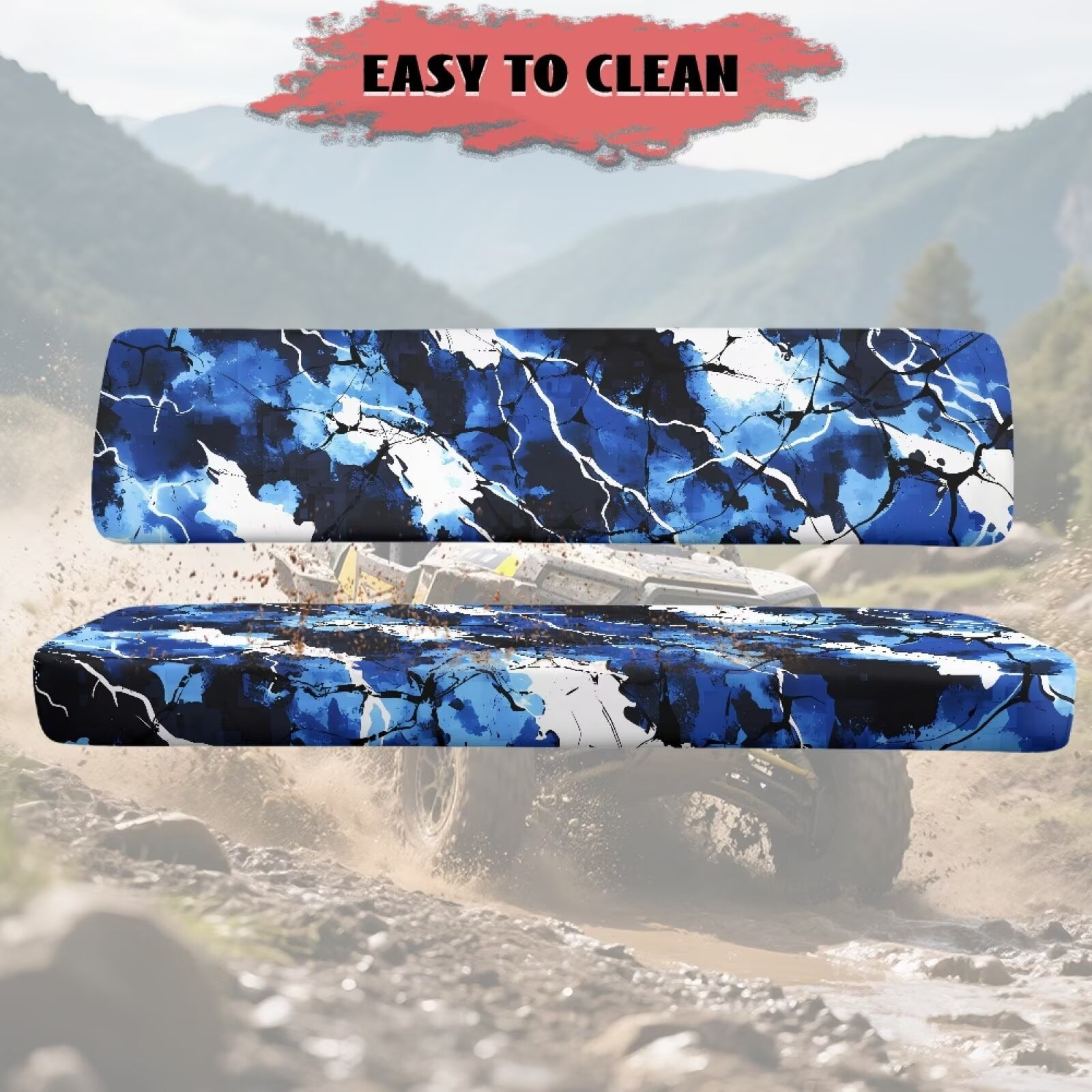 Uorisanigo Blue Camouflage Mule Seat Covers UTV Bench Seat Cover Accessories Compatible with Kawasaki Mule 3000 3010 3020, Non-Slip UTV Seats Cushion All Weather Protection