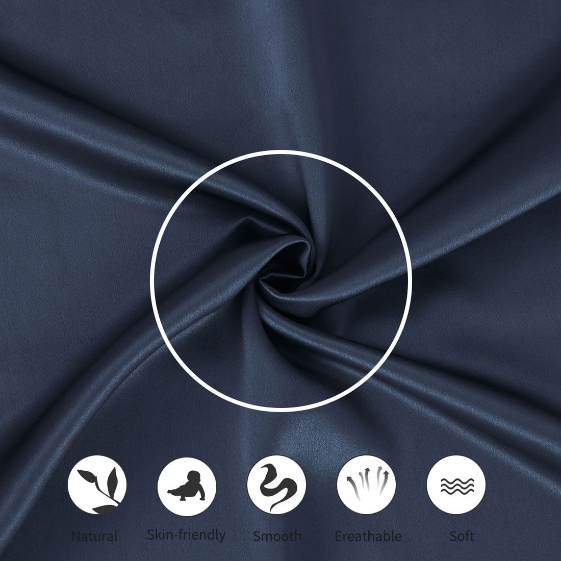 PiccoCasa 2 PCS Silk Pillowcase For Skin And Hair Silk Pillow Case Both Side Silk With Hidden Zipper Non-Standard Navy