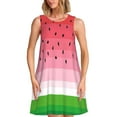 thumbnail image 1 of JUNZAN Robes d'Été Imprimé Melon D\'eau pour Femmes 2025, Robes Sans Manches Décontractées Col Rond avec Poches, 1 of 7