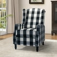 thumbnail image 2 of Fabric Push Back Recliner Set of 2, Tina's Home Wide Armrest Wingback Wood Legs Living Room Plaid, 2 of 7