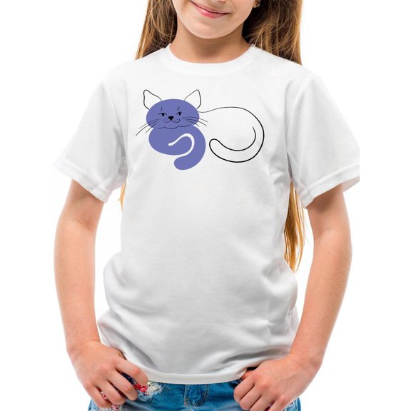 Very Peri Lazy Cat Art T-Shirt Juniors -Image by Shutterstock, Large