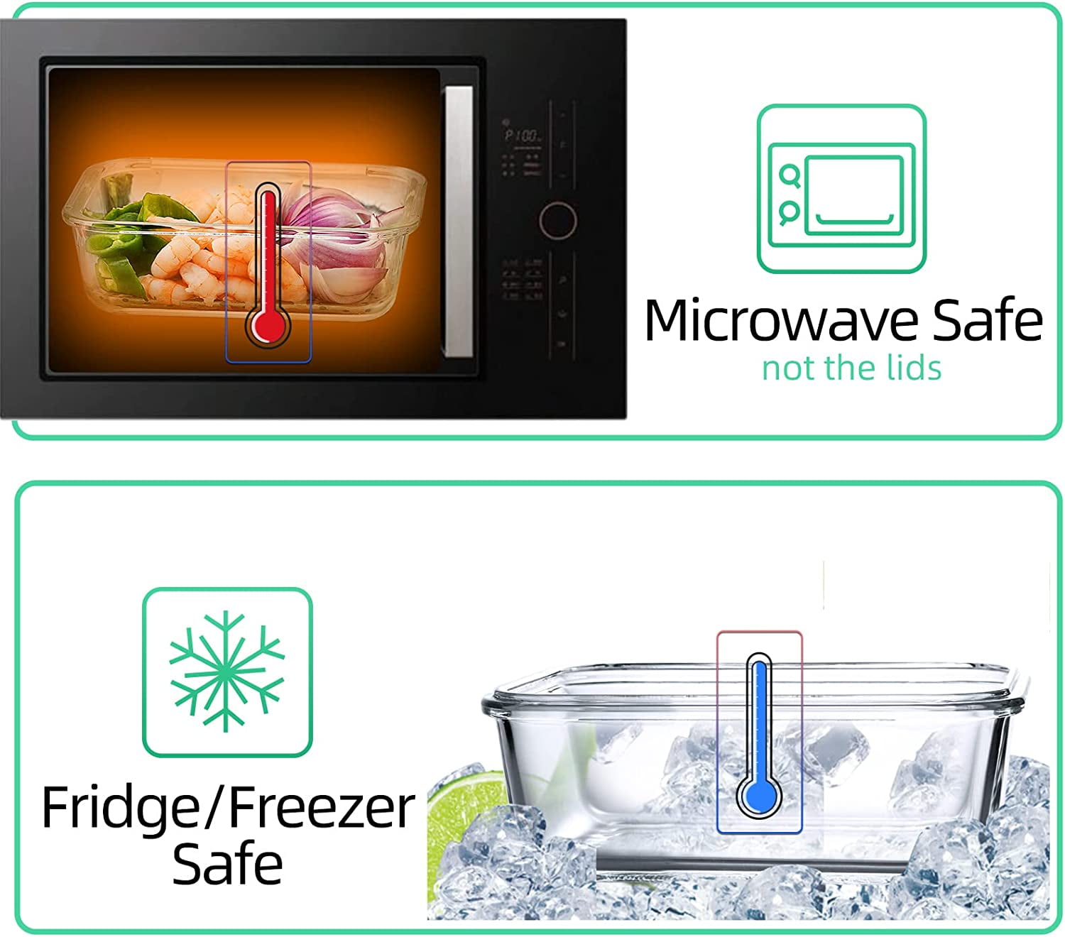DFA 10 Pack Glass Food Storage Containers with Lids Leakproof, Airtight Glass Meal Prep Containers For Lunch, On The Go, Leftover, Dishwasher Safe