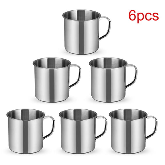 6pcs Outdoor Camping Hiking Tea Mug Cup Stainless Steel Coffee Cup