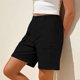 thumbnail image 5 of Pantalones de Carga de las Mujeres con Bolsillos Color Sólido Ropa de Trabajo Elástica Cintura Multi-Bolsillo Pantalones de Cinco Pulgadas, 5 of 6