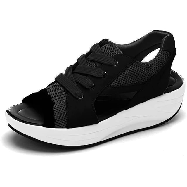 Xishao Tenis cómodos con Plataforma y cuña para Mujer Negro 22.5 cm Negro 22.5 cm Xishao ropa