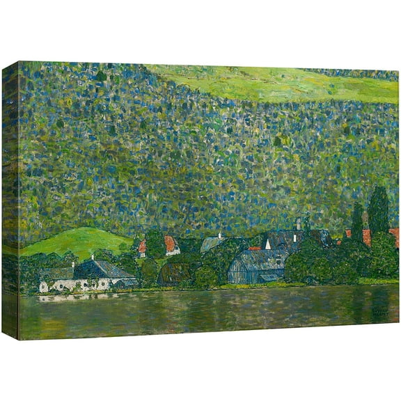 wall26 Canvas Print Wall Art Litzberg on The Attersee, 1914 Gustav Klimt Classic Illustration Fine Art Decorative Vintage Colorful Historic Multicolor Retro for Living Room, Bedroom, Office - 24&quot