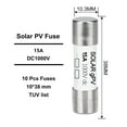 thumbnail image 3 of Clupup 10PCS PV Fuse DC 1000V 10x38mm Fuses High Voltage Fuse Tube Flash Fine Fuse 15A, 3 of 10