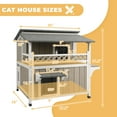 thumbnail image 4 of Gowoodhut Cat House Two-Story Wooden Feral Cat Shelter with Balcony for Indoor & Outdoor , Gray, 4 of 9