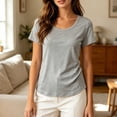 thumbnail image 2 of XuJwPNcy Womens Tops Lightweight Basic Short Sleeve Tee Round Neck Casual Undershirts Summer Thin Breathable Tshirt Clothes, 2 of 5