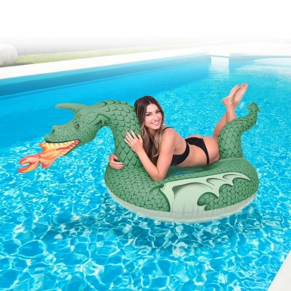 GoFloats Fire Dragon Party Tube Inflatable Raft, Float In Style (for Adults and Kids) - Pool Float