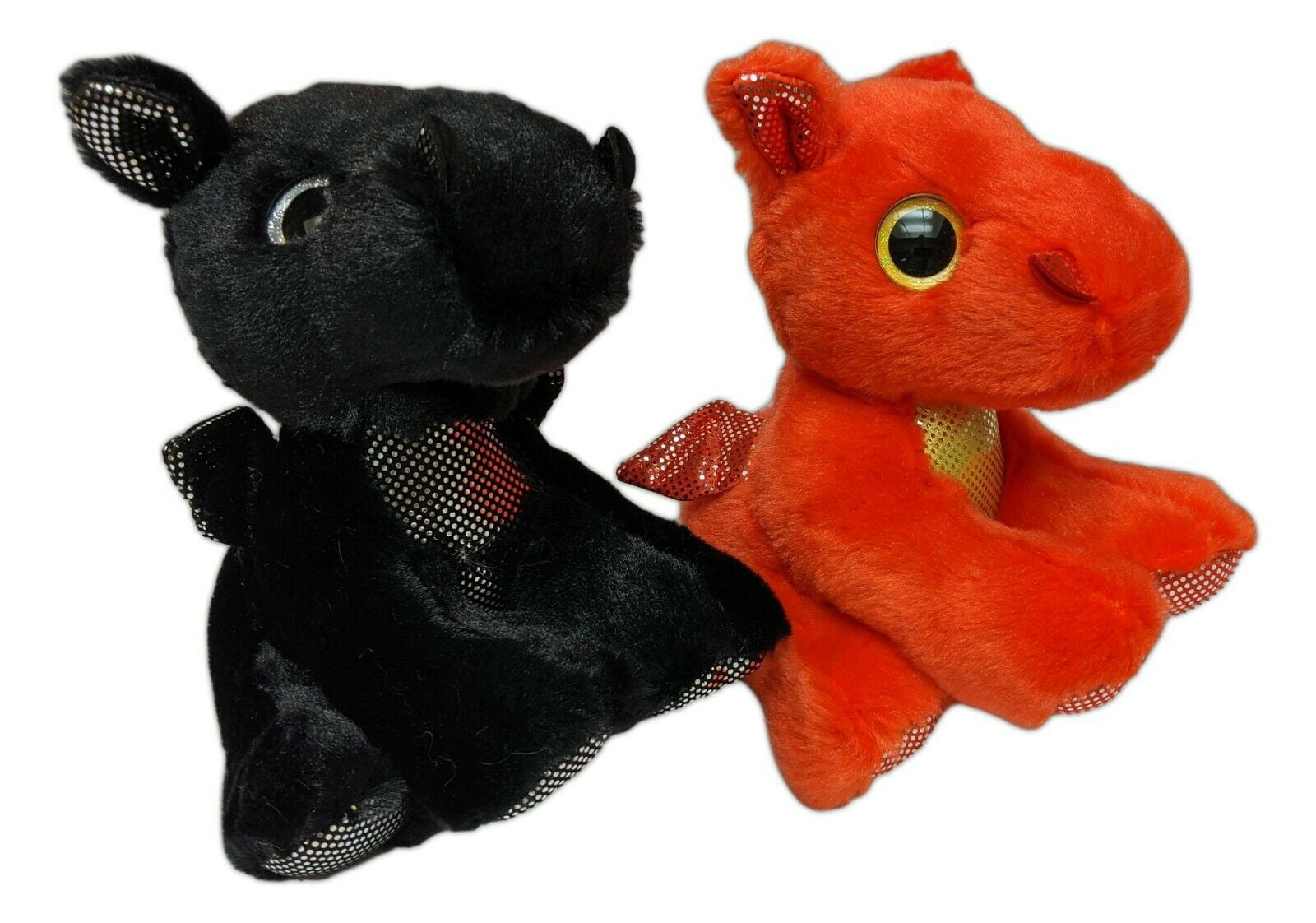 ROGUE BLACK DRAGON & FLAME RED DRAGON 7" Stuffed Animal Plush by Aurora 