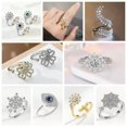 thumbnail image 4 of K-KED Fashion 925 Silver Filled Ring Women Flower Cubic Zircon Wedding Delicate Jewelry Sz 6-10-Adjustable-Silver#7, 4 of 9