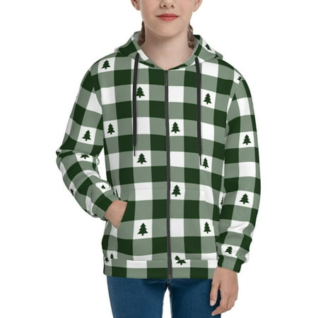 

Hoodies for Women Green White Christmas Tree Long Sleeve Sweatshirt Drawstring Zip Up Hoodie with Pockets Teen Girl Clothes