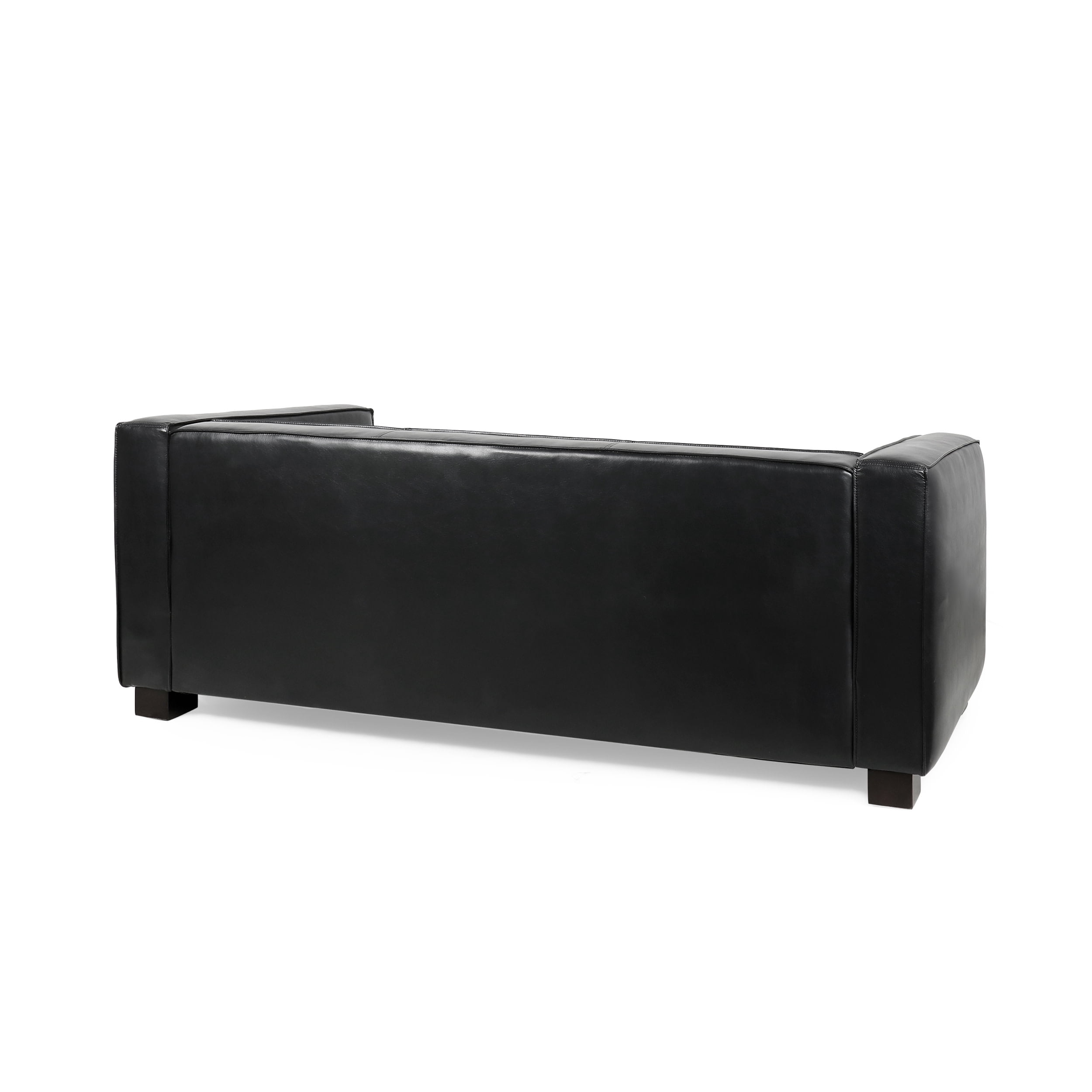Noble House Denison Faux Leather 3 Seater Sofa, Midnight Black and Dark Walnut