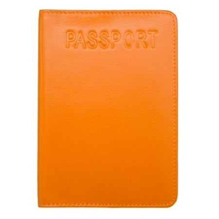ili New York Papaya Color Leather Passport Cover With Slide Pocket New