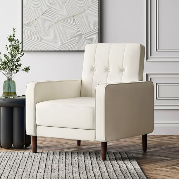 BELLEZE Mid-Century Modern Velvet Armchair - Valencia (White) - Walmart.com