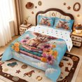 thumbnail image 2 of meiyoeat Highland Cow Book Floral Full Size Comforter Sets,Rustic Farm Animals Bedding Comforter Set,Polkadot Reversible,3pcs,1 Comforter and 2 Pillowcases, 2 of 7