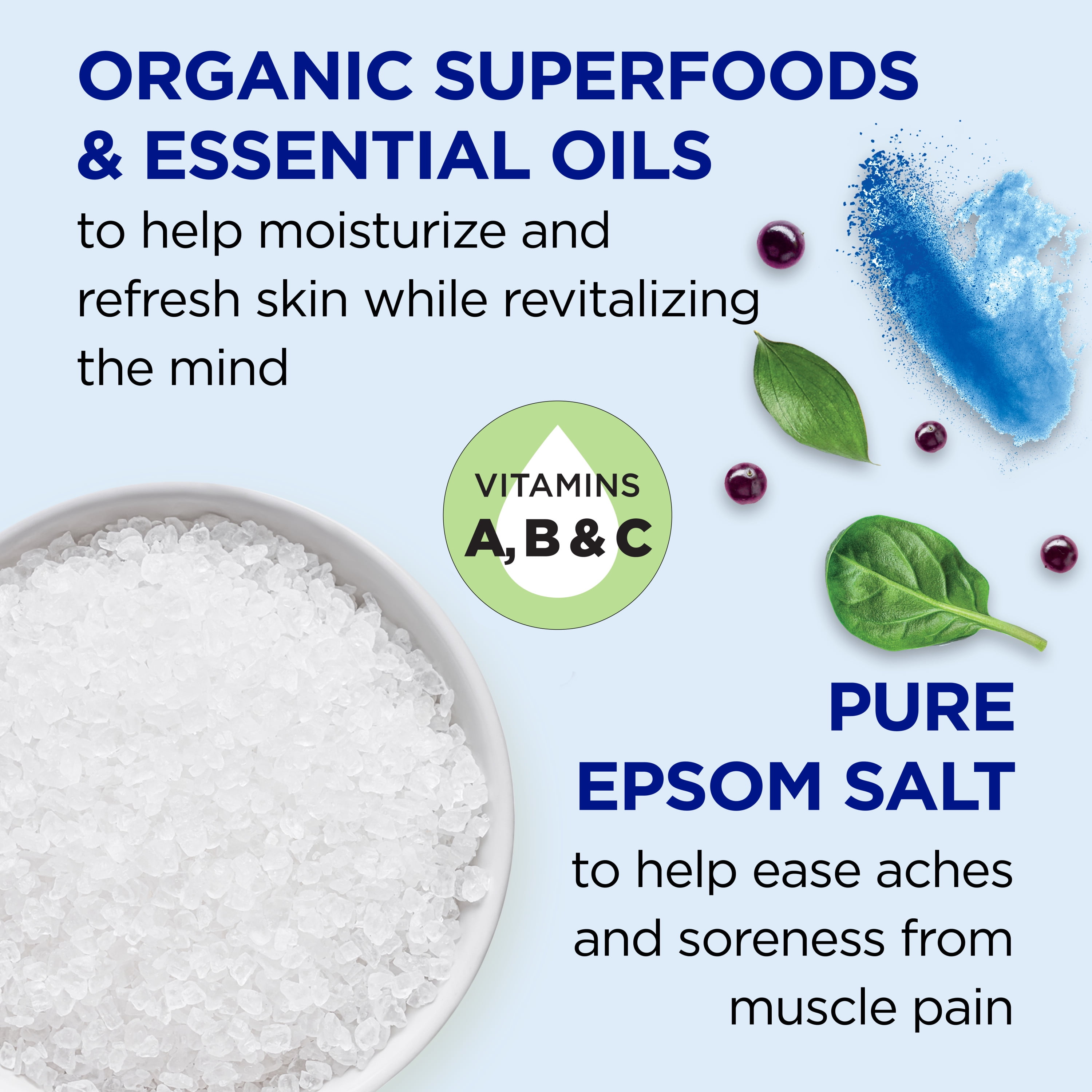 Dr Teal's Epsom Salt Magnesium Soak,  Refresh & Revitalize with Superfoods, 3 lbs