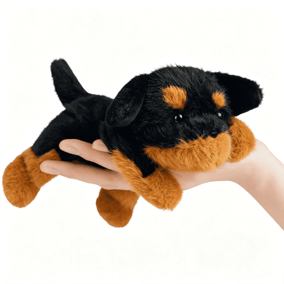 CYFW Rottweiler Dog Plush Cute Dog Stuffed Animals Small Puppy Plushies Toy Pillow Gifts for Kids Soft Touch Dog Plush Black