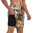 thumbnail image 2 of Yiaed Cute Cat Cartoon Print Mens Swim Trunks Bathing Suit Compression Liner Beach Swim Shorts Swimwear Quick Dry Zipper Pocket No-Chafing Board Short-, 2 of 6