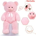 thumbnail image 4 of MorisMos Pink Giant Teddy Bear 35.4" Stuffed Animal Soft Big Plush Toy with Bowknot and Footprint, 4 of 8