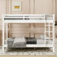 thumbnail image 4 of Harper & Bright Designs Queen over Queen Wooden Bunk Bed with Ladder and Guardrails, Queen Size Bunk Beds with Slats Support, White, 4 of 11