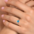 thumbnail image 4 of Gem Stone King 925 Silver and 10K Yellow Gold Simulated Blue Opal Solitaire Engagement Ring for Women | 0.50 Cttw | Round Cabochon 5MM | Gemstone October Birthstone | Size 7, 4 of 6