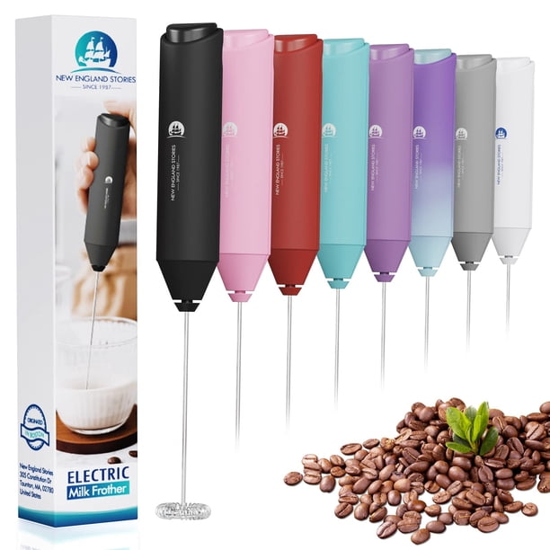 Potente espumador de leche – Mini espumador de leche de mano con batidor de acero inoxidable – Mezclador de bebidas alimentado por batería para café, lattes, capuchinos, matcha – regalo de entusiastas