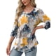 thumbnail image 4 of Blusa XIEERDUO con estampado floral de manga 3/4 para mujer, verano 2025, 4 of 6