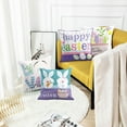 thumbnail image 4 of Set of 4 Throw Pillow Covers Happy Easter Cute Rabbit Eggs Basket Flowers Spring Decorative Pillow Cases Home Decor Standard Square 18x18 Inches Pillowcases, 4 of 6