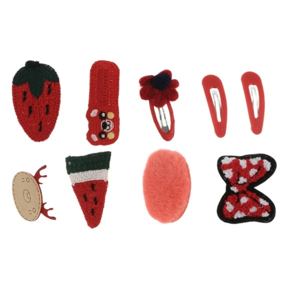 Unique Bargains 9 Pcs Cute Strawberry Flowers Hair Clips Hairdo Clips for Girls for Children Red