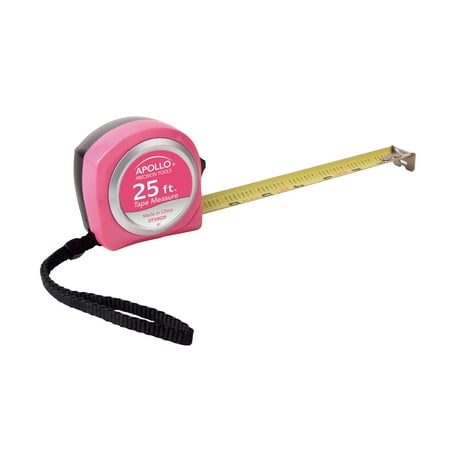 UPC: 0884540098969 | Apollo Tools DT5002P 25ft. Tape Measure Pink