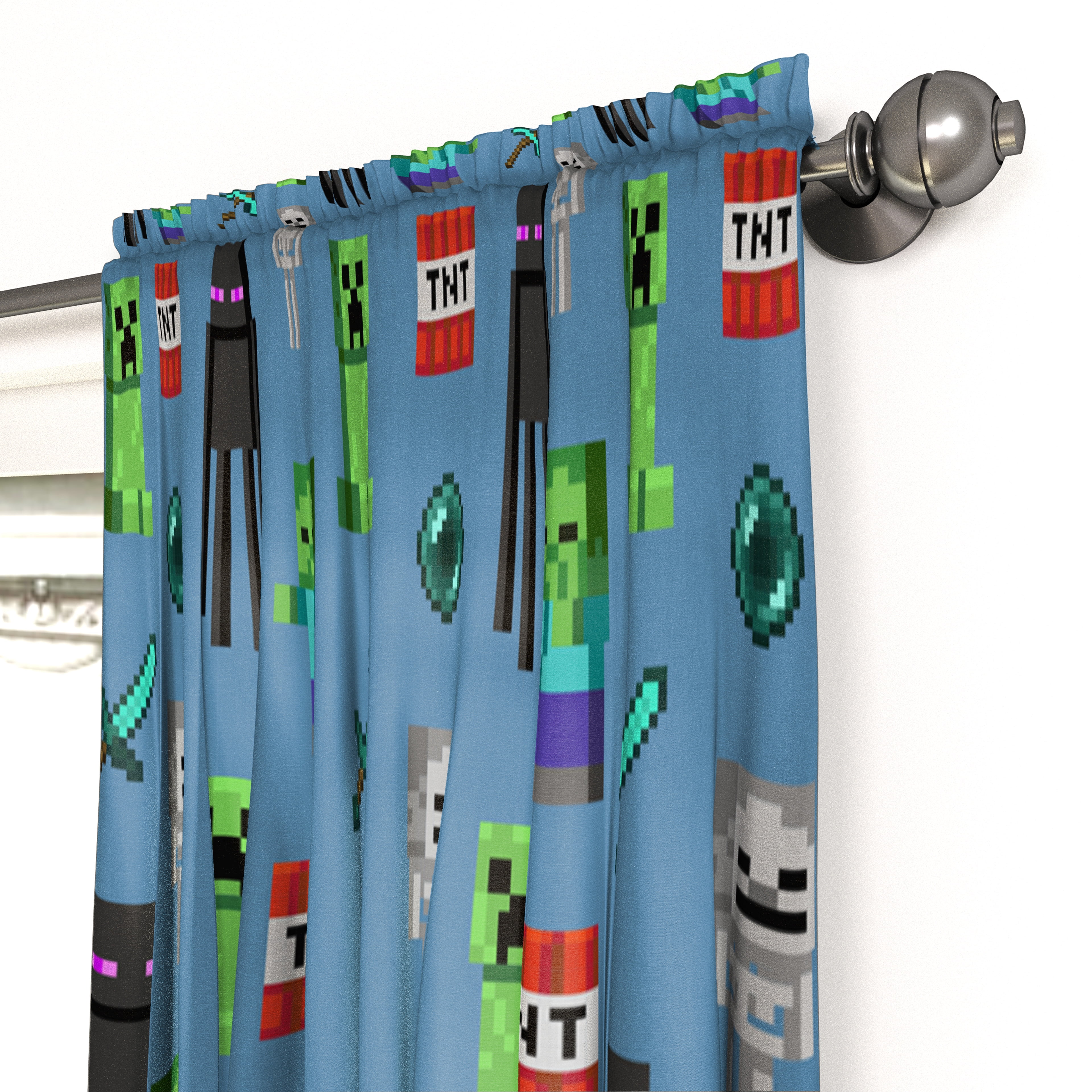 Minecraft Monster Hunters 2 Panels Drapes Set - 63 Inch Long - Gamer Home Décor