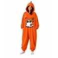 thumbnail image 2 of Halloween Cute Flannel Onesie for Women Men, Oversize Hood Soft Plush Pajama Jumpsuit, Sleepwear for Party Cosplay Home Lounge Saffron L, 2 of 5
